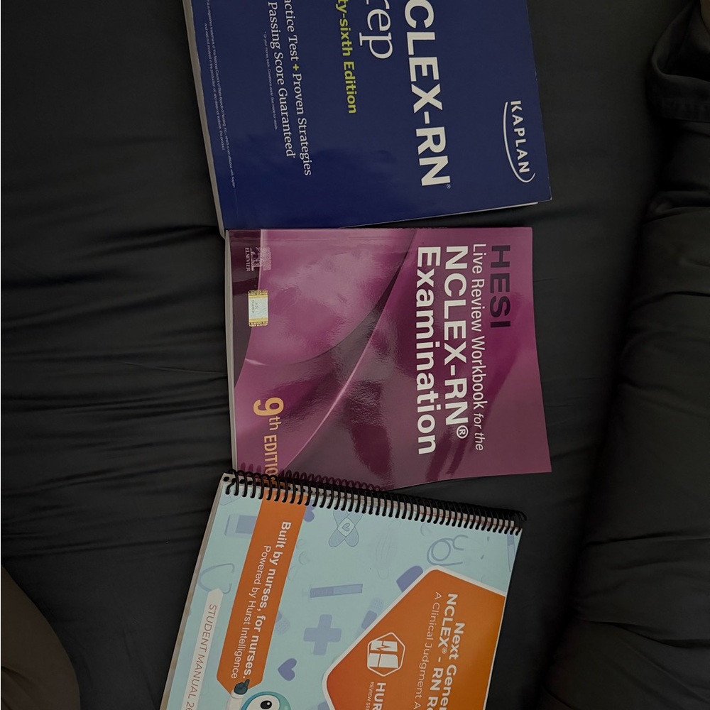 RN NCLEX review/study books. Just wrote in a few pages in each book